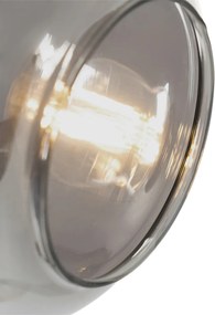 Lampada da terra nera con oro e vetro fumé 2 luci - Zuzanna