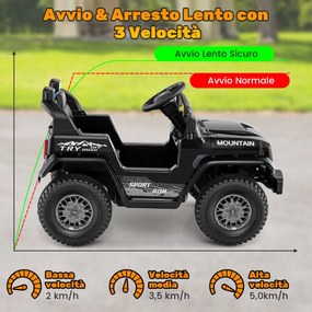 Costway Auto elettrica per bambini 3+ anni 12V con doppio motore 3 velocità musica, Giocattolo alimentato a batteria 2 Colori