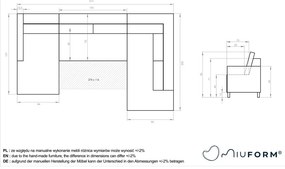 Divano letto a U grigio chiaro, angolo destro Scandic Lagom - Miuform
