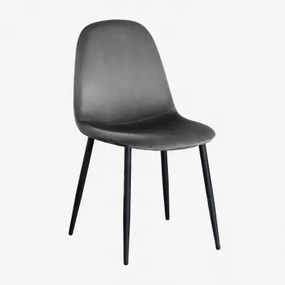 Confezione da 2 sedie da pranzo in velluto Glamm Grigio Scuro & Nero - Sklum