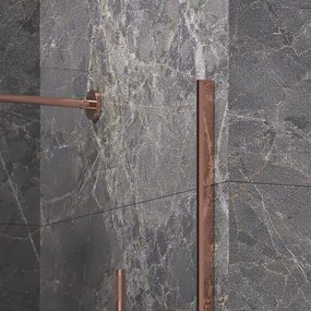 Kamalu - Doccia nicchia scorrevole 140 cm senza telaio color oro rosa | KNM4000GR