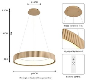 Brilagi - Lampadario LED dimmerabile a cavo FALCON MODERN LED/54W/230V 60 cm beige + telecomando