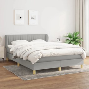 Giroletto A Molle Con Materasso Grigio Chiaro 140x190cm Tessuto /