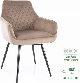 Sedia Marlo Velvet in velluto beige scuro – 55x45x88 cm