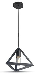 Lampadario a Sospensione Forma Piramide in Metallo Colore Nero Opaco Con Portalampada E27 Max 60W SKU-3832