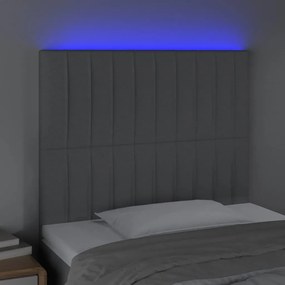 Testiera a led grigio chiaro 100x5x118/128 cm in tessuto