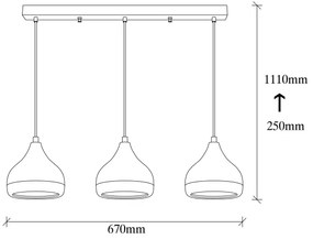 Lampadario a sospensione con cavo YILDO 3xE27/40W/230V bianco/nero