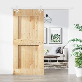 Porta Scorrevole Con Set Hardware 100x210cm Legno Massello Pino /