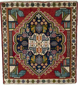 Shiraz Tappeto 60 x 60 Rosso (Iran) Annodato A Mano