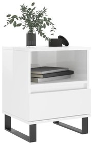 Comodini 2pz Bianco Lucido 40x35x50 cm in Legno Multistrato