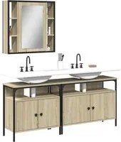 Set di Mobili da Bagno 3 pz Rovere Sonoma in Legno Multistratocod mxl 116064