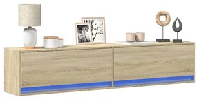 Mobile Tv A Parete Con Led Rovere Sonoma 180x31x38 Cm /