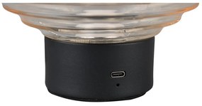 Lampada da tavolo LED dimmerabile nera e beige con paralume in vetro (altezza 14,5 cm) Earl - Reality