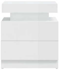 Comodino Bianco Lucido 45x35x52 cm in Legno Multistrato