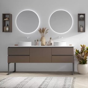 Mobile bagno a terra 180 cm con piano bianco solid surface e 5 cassetti SP-180SS5 - KAMALU