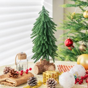 Costway Albero di Natale da tavolo con 200 punte e base in legno massello, Mini albero di Natale per casa ufficio da 40cm