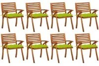 Sedie da Giardino con Cuscini 8 pz in Legno Massello di Acacia cod mxl 45096