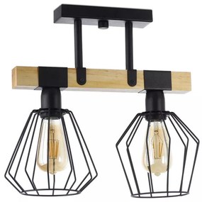 Lampadario a plafone CAMERUN 2xE27/60W/230V nero/legno