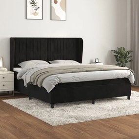 Giroletto A Molle Con Materasso Nero 160x200 Cm İn Velluto /
