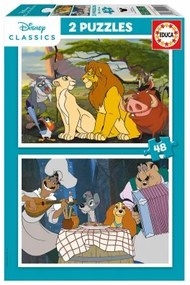 Set di 2 Puzzle Disney Lion King and Lady and the Tramp 48 Pezzi