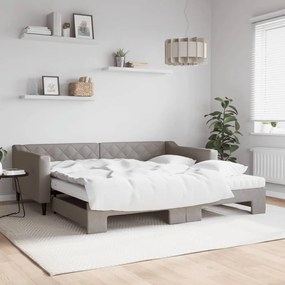 Divano Letto Estraibile Con Materassi Tortora 100x200cm Tessuto /