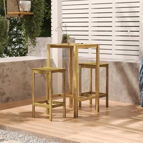 Set Bistrò Da Giardino 3 Pz İn Legno Di Pino Impregnato /