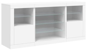 Credenza con luci led bianca 142,5x37x67 cm