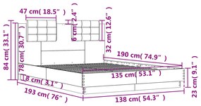 Giroletto Testiera Grigio Sonoma 135x190 cm Legno Multistrato