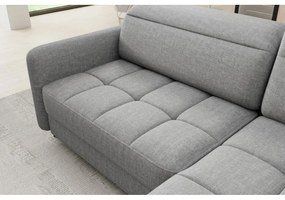 Divano angolare grigio allungabile/con contenitore (con penisola a destra/a L) e rivestimento in velluto Barea – ELTAP