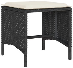 Set divano da giardino 6 pz con cuscini nero in polyrattan