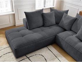 Divano angolare grigio scuro (penisola a destra/a L) con rivestimento in ciniglia Whesley – Bobochic Paris