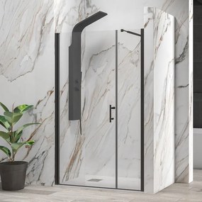 Porta doccia nera opaca 160 cm battente e anta fissa | KS5000N - KAMALU