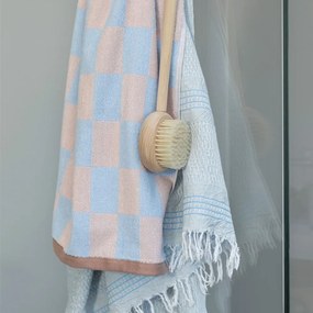 Telo da bagno in cotone biologico blu-rosa 70x133 cm Retro - Mette Ditmer Denmark