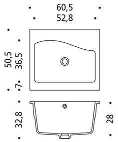 Lavabo a incasso rettangolare Isabel L 60 x H 50 x P 51 cm in resina bianco