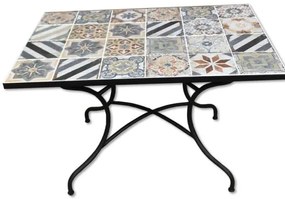 Tavolo Mosaico Rettangolare 160x100 cm – Struttura in Acciaio e Decoro Pompei