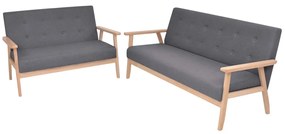 Set Di Divani 2 Pz İn Tessuto Grigio Scuro /
