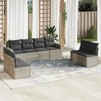 Set Divano da Giardino 9pz con Cuscini Grigio Chiaro Polyrattan 3218852