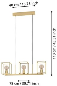 Eglo 900399 - Lampadario a sospensione con filo CUMIOLE 3xE27/40W/230V