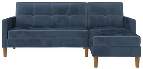 Divano letto angolare in velluto blu (angolo variabile) Lilly - Støraa