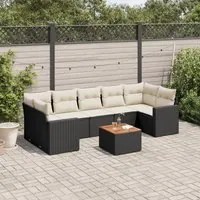 Set Divani da Giardino con Cuscini 8 pz Nero in Polyrattan 3256364