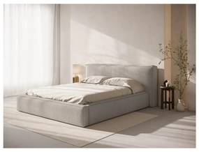 Letto matrimoniale imbottito grigio chiaro con contenitore con rete inclusa 140x200 cm Simon Olivia – Micadoni
