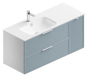 Mobile sottolavabo e lavabo Quadra per vasca a sinistra bianco-cielo in mdf L 120 x H 57 x P 46 cm, 1 anta 2 cassetti