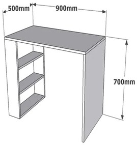 Tavolo da lavoro COOL 70x90 cm bianco