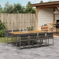 Set da Pranzo da Giardino 9 pz con Cuscini in Polyrattan Grigio 3211466