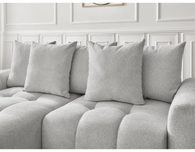 Divano angolare grigio chiaro allungabile/con contenitore (con penisola a sinistra/con chaise lounge) con rivestimento in ciniglia Roxelane – Bobochic Paris