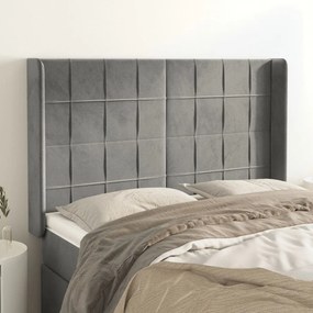 Testiera Ad Orecchio Grigio Chiaro 147x16x118/128 Cm İn Velluto /