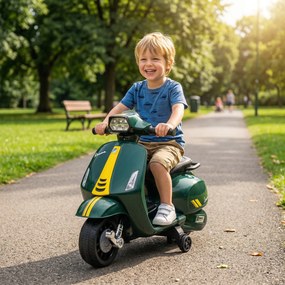 Moto Elettrica per Bambini con Licenza Ufficiale Piaggio Vespa 6V con Rotelle e Luci Verde Scuro...