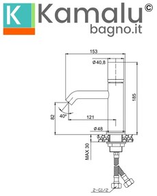 Kamalu - Miscelatore lavabo cromo con dettaglio in marmo nero | MARMO-NERO