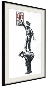 Poster  Banksy: Graffiti Is a Crime  Cornice Quadri Cornice nera con pass-partout, Larghezza x Altezza Home decor 20x30