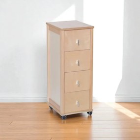 Carrello cassettiera POKERINO in legno a 4 cassetti NATURALE